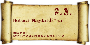 Hetesi Magdaléna névjegykártya